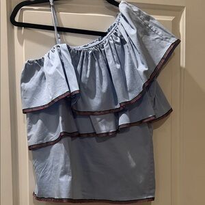 Saks Fifth Avenue Blue Ruffled Tank Top